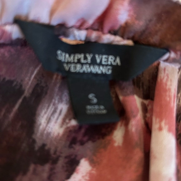 Vera Wang Maroon Floral Print Long Sleeve Blouse - Picture 4 of 4